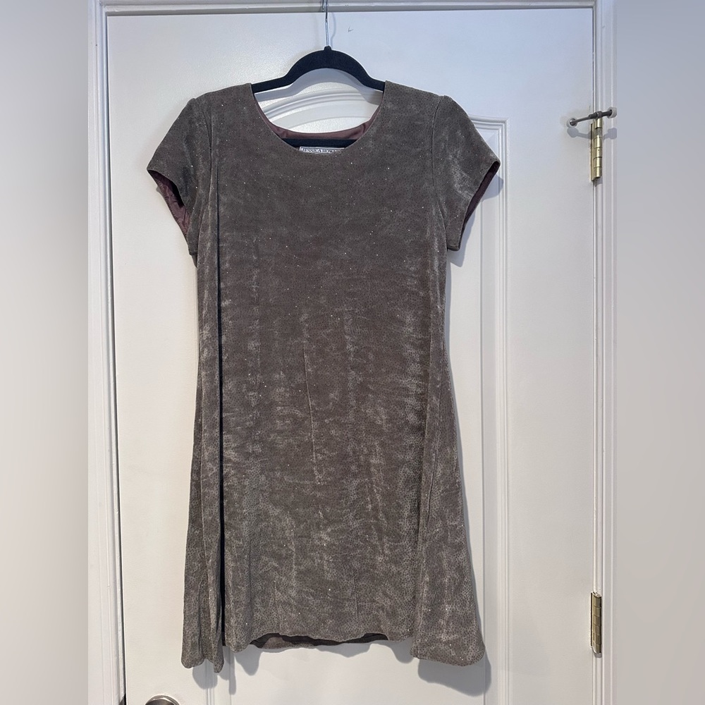 Semi-Formal Taupe Glitter T-Shirt Dress